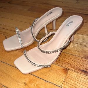 Zara stewpot nude diamond heels